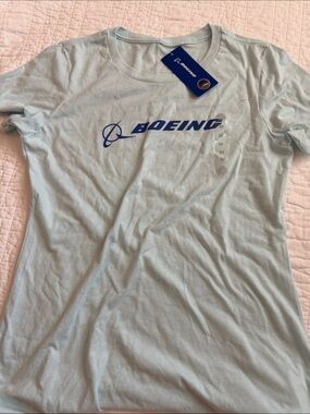 Boeing Women's Light Blue Logo Short Sleeve Tee